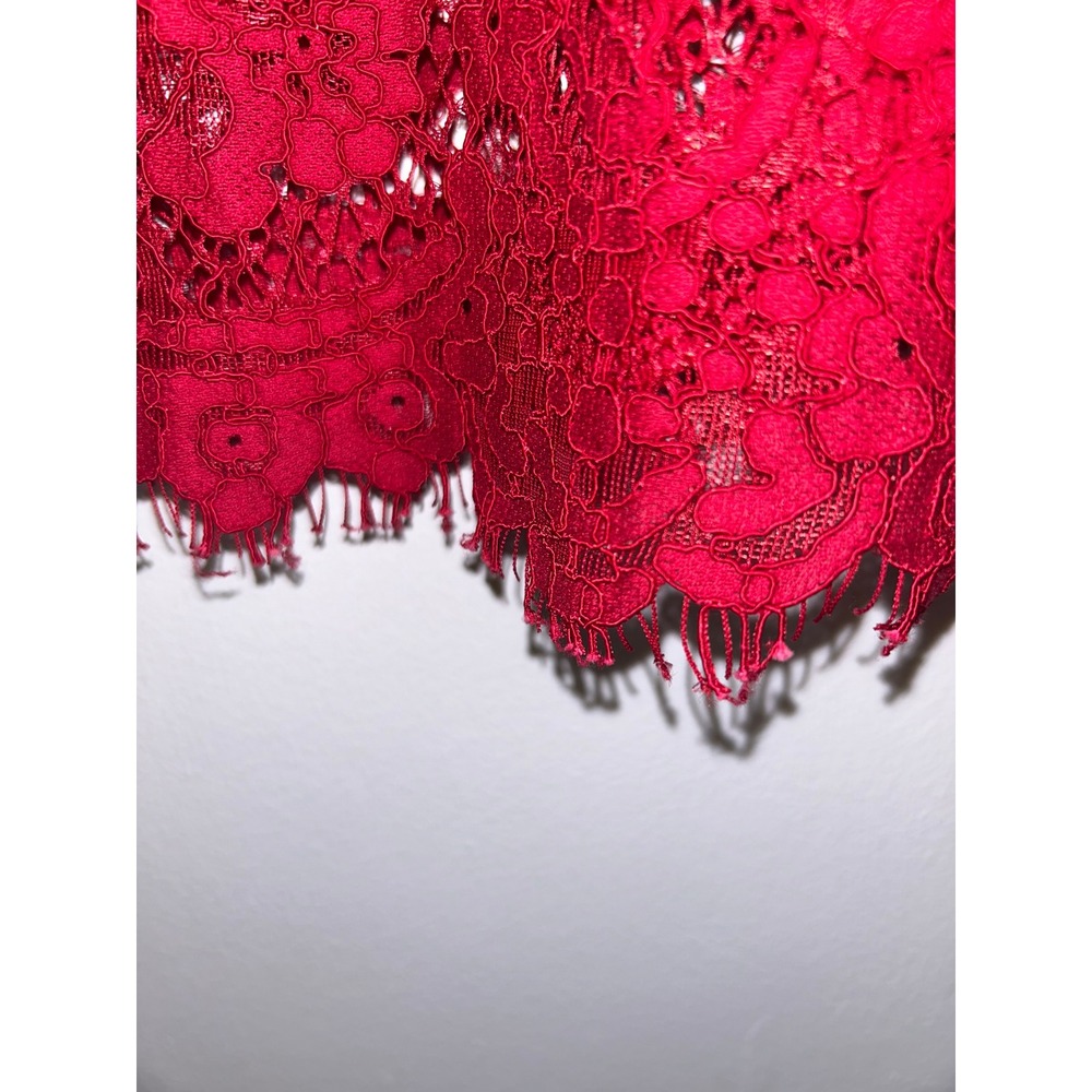 J.Crew Red Floral Lace Long Sleeve Tie Back Keyhole Top Size 0 - Picture 8 of 9